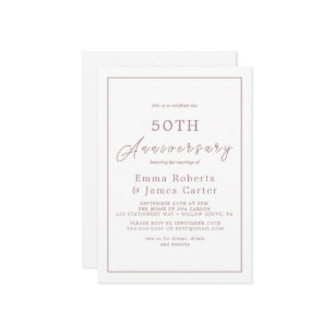 Minimalist Rose Gold 50th Wedding Anniversary  Invitation