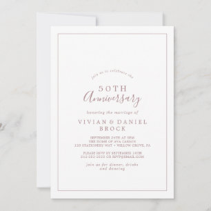 Minimalist Rose Gold 50th Wedding Anniversary Invitation