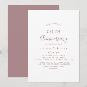 Minimalist Rose Gold 50th Wedding Anniversary  Invitation