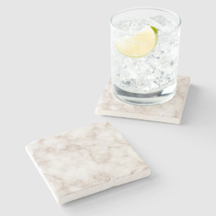 Minimalist Rose Gold and White Marble Stone Coaster