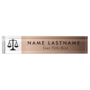 Minimalist Rose Gold Attorney  Nameplate