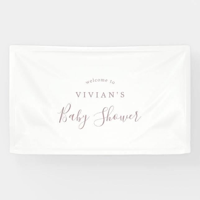 Minimalist Rose Gold Baby Shower Welcome Banner (Horizontal)