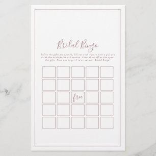 Minimalist Rose Gold Bridal Bingo Game Flyer