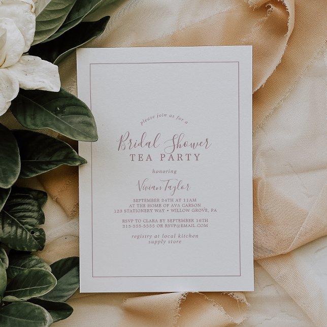 Minimalist Rose Gold Bridal Shower Tea Party Invitation (Creator Uploaded)