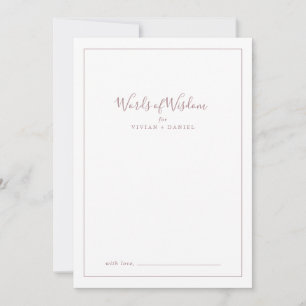 Minimalist Rose Gold Bridal Shower Words of Wisdom Advice Card