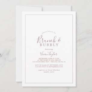 Minimalist Rose Gold Brunch & Bubbly Bridal Shower Invitation