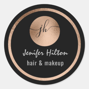 Minimalist rose gold circle monogram classic round sticker