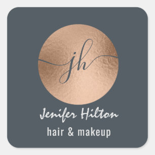 Minimalist rose gold circle monogram square sticke sticker