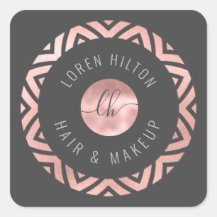 Minimalist rose gold circle monogram square sticker