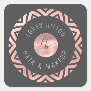 Minimalist rose gold circle monogram  square sticker