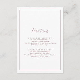 Minimalist Rose Gold Directions Enclosure Card