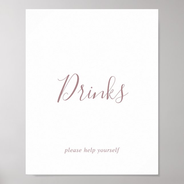 Minimalist Rose Gold Drinks Sign (Front)