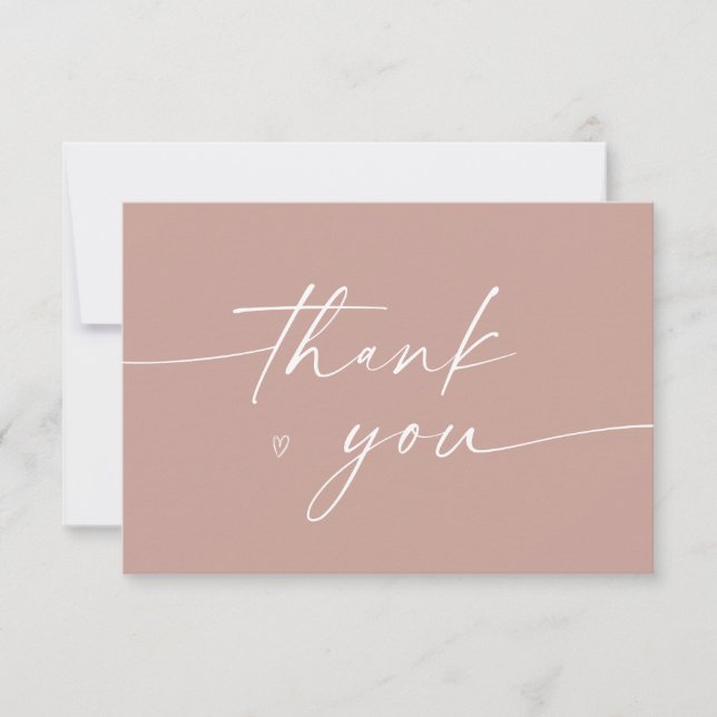 Minimalist Rose Gold Elegant Thank You Card (Front)