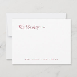 Minimalist Rose Gold Family Stationery  Card