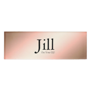 Minimalist Rose Gold Faux DJ Name Tag