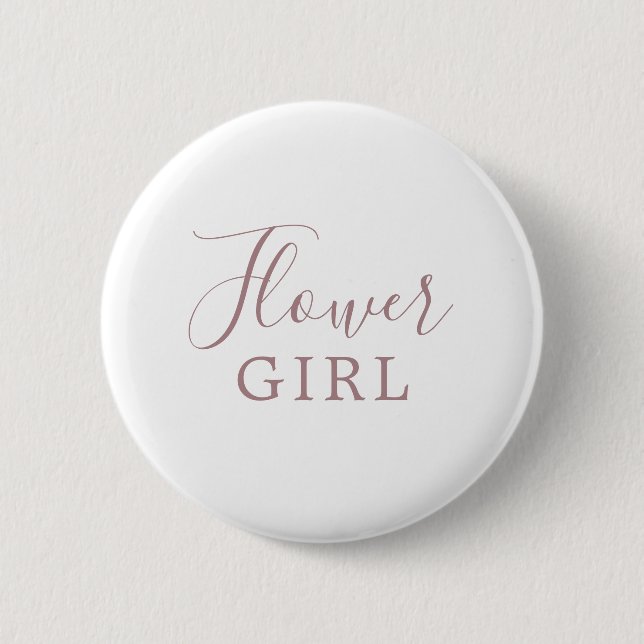 Minimalist Rose Gold Flower Girl Bridal Shower 6 Cm Round Badge (Front)