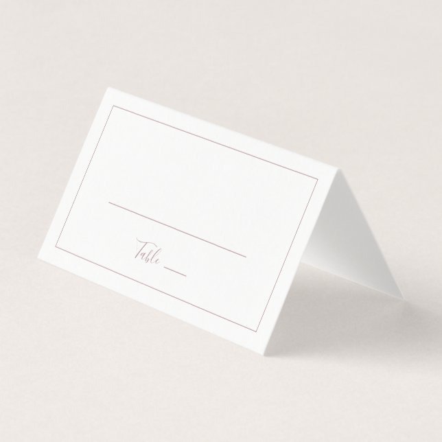 Minimalist Rose Gold Folded Wedding Place Card (Front)
