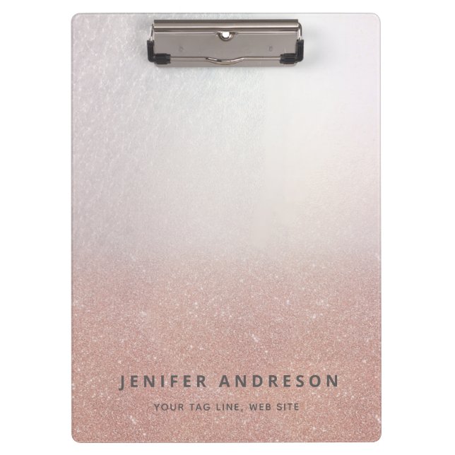 minimalist rose gold glitter ombre simple  pocket  clipboard (Front)