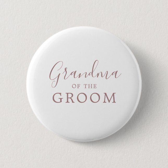 Minimalist Rose Gold Groom Grandma Bridal Shower 6 Cm Round Badge (Front)