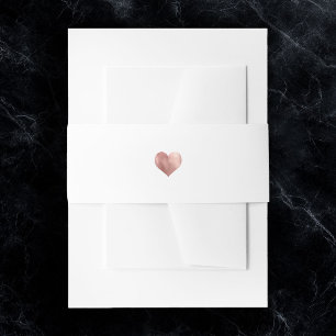 Minimalist Rose Gold Heart Modern Wedding Invitation Belly Band
