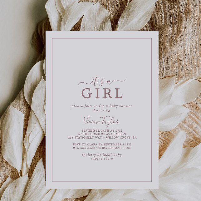 Minimalist Rose Gold It's A Girl Baby Shower Invitation (Creator Uploaded)