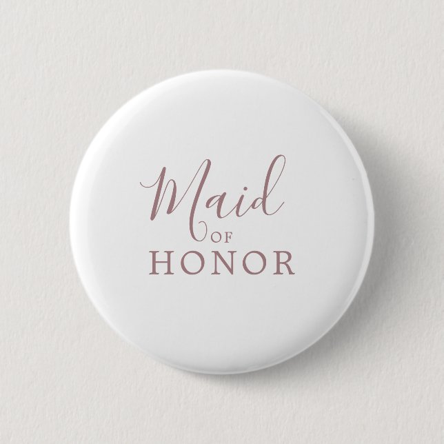 Minimalist Rose Gold Maid of Honour Bridal Shower 6 Cm Round Badge (Front)
