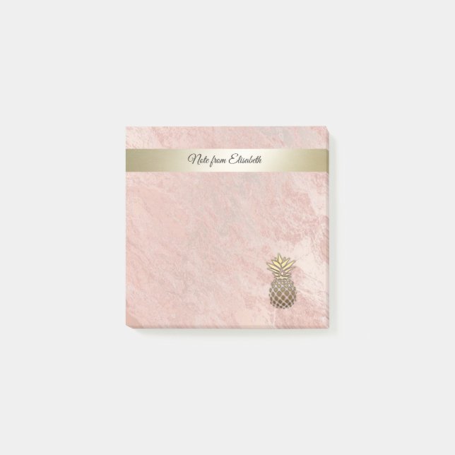 Minimalist rose gold marble gold pineapple post-it notes (Front)