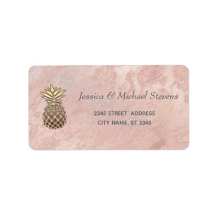 Minimalist rose gold marble pineapple label