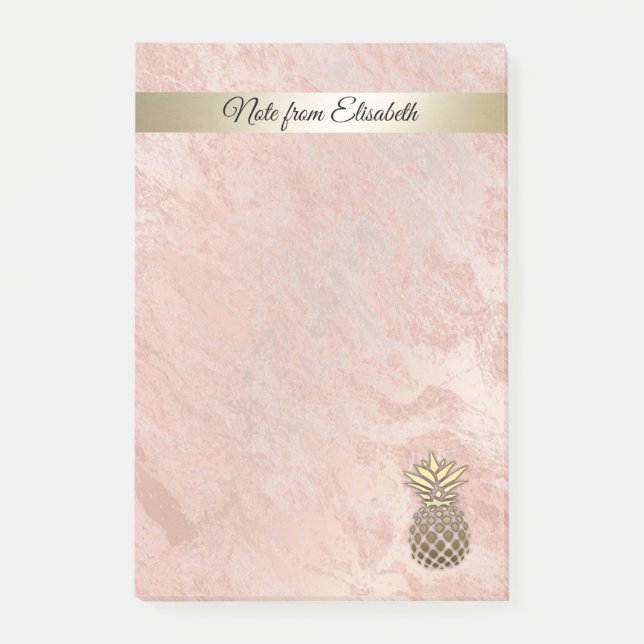 Minimalist rose gold marble pineapple post-it notes (Front)