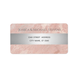Minimalist rose gold marble silver stripe label