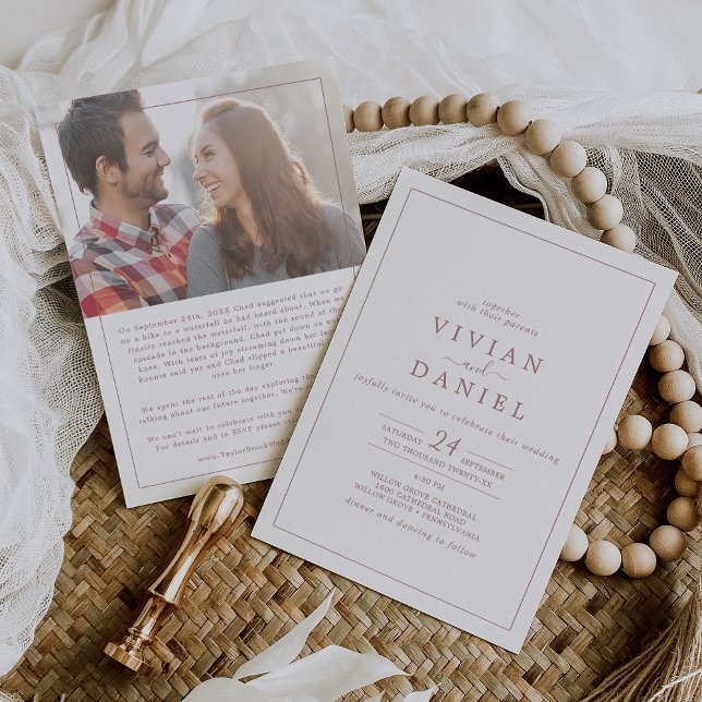 Minimalist Rose Gold Photo Proposal Story Wedding Invitation (Creator Uploaded)