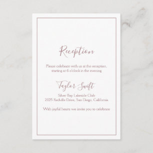 Minimalist Rose Gold Reception Card