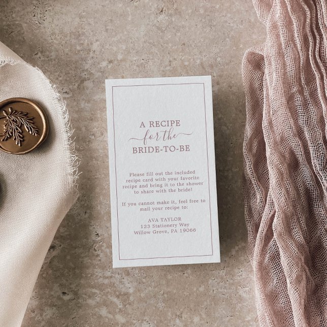 Minimalist Rose Gold Recipe Request Enclosure Card (Creator Uploaded)