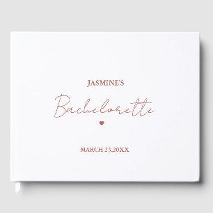 Minimalist Rose Gold Script Bachelorette Party Guest Book