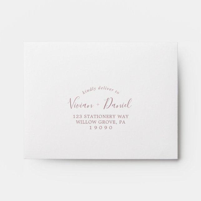 Minimalist Rose Gold Self-Addressed RSVP Envelope (Front)