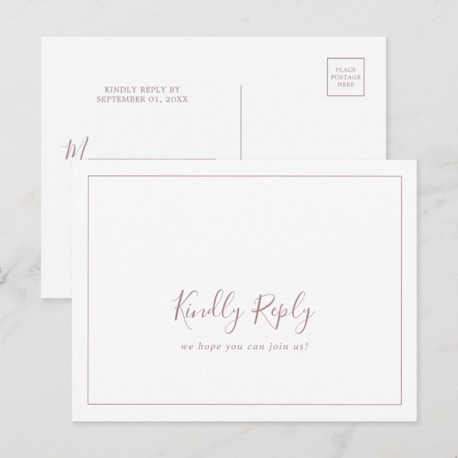 Minimalist Rose Gold Song Request RSVP Postcard (Front/Back)