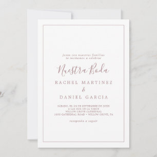 Minimalist Rose Gold Spanish Nuestra Boda Invitation
