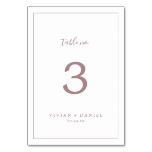 Minimalist Rose Gold Table Number