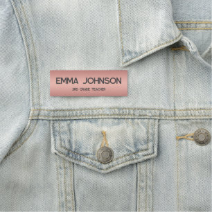 Minimalist Rose Gold Teacher Name Custom Educator Tag