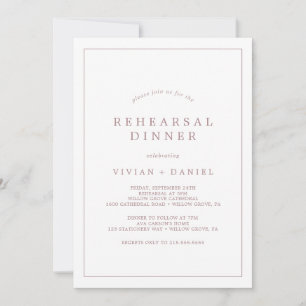 Minimalist Rose Gold Typography Rehearsal Dinner Invitation