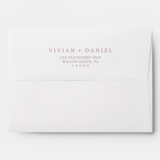 Minimalist Rose Gold Typography Wedding Invitation Envelope (Back (Top Flap))
