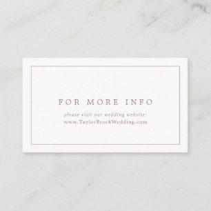 Minimalist Rose Gold Typography Wedding Website Enclosure Card