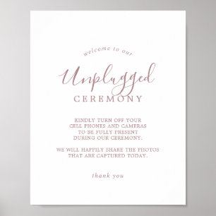 Minimalist Rose Gold Unplugged Ceremony Sign