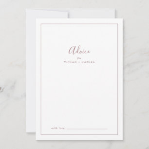 Minimalist Rose Gold Wedding Advice Card
