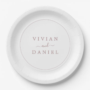 Minimalist Rose Gold Wedding Cake Paper Plate
