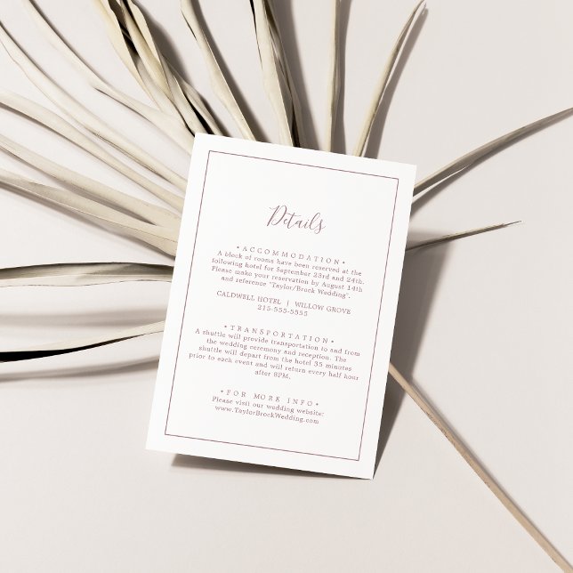 Minimalist Rose Gold Wedding Details Enclosure Card (Creator Uploaded)
