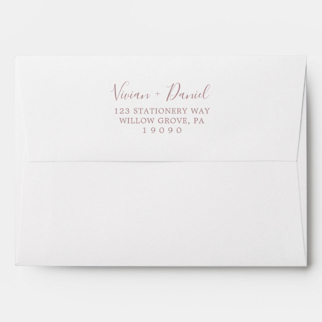 Minimalist Rose Gold Wedding Invitation Envelope (Back (Top Flap))