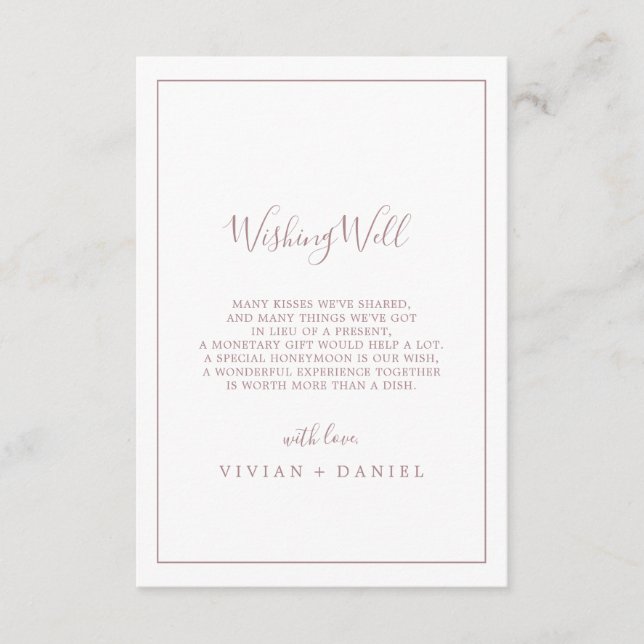 Minimalist Rose Gold Wedding Wishing Well Card (Front)