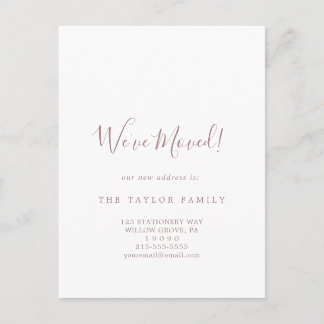 Minimalist Rose Gold We've Moved Moving Announcement Postcard (Front)