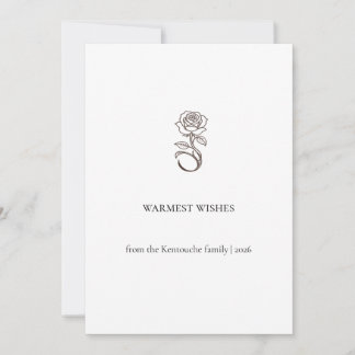 Minimalist Rose Holiday Card, Elegant Warmest Wish Card